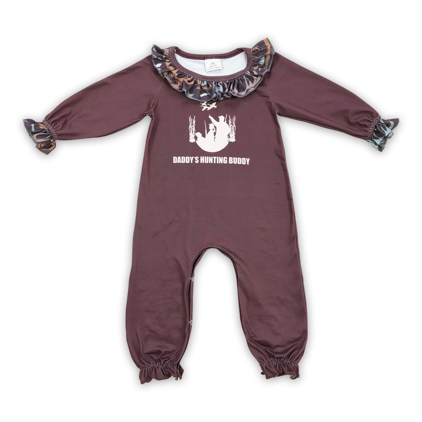 Daddy's hunting buddy brown baby boy romper