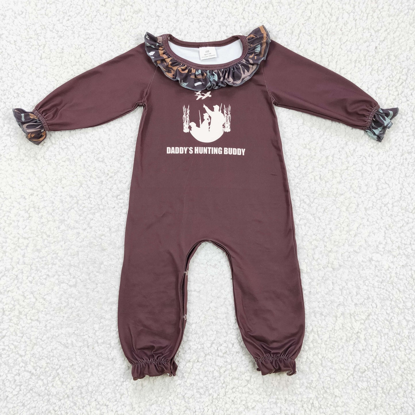 Daddy's hunting buddy brown baby boy romper