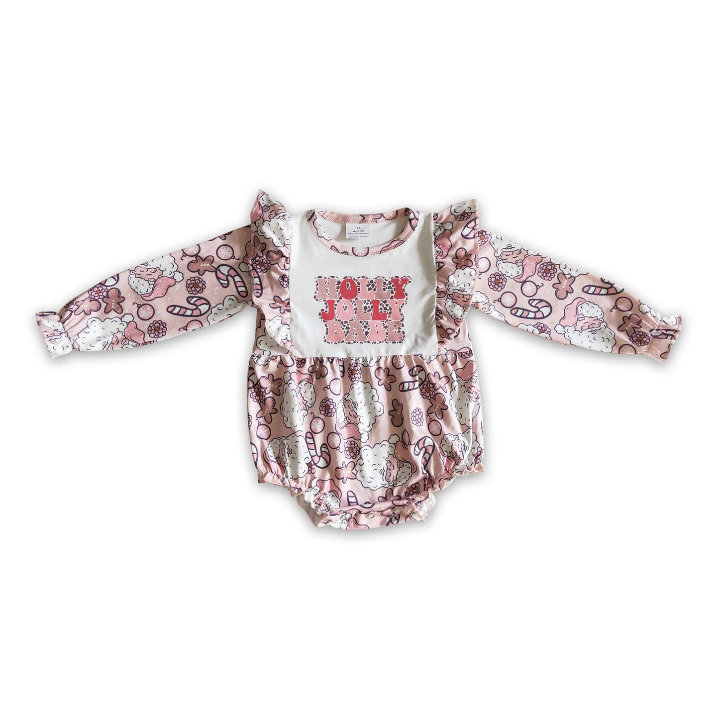 Holly jolly babe santa long sleeves baby girls romper