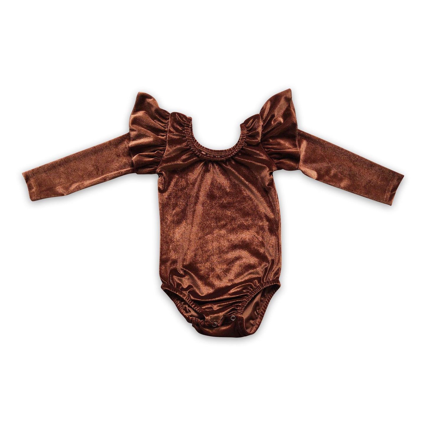 Brown velvet long sleeves romper baby girls leotard