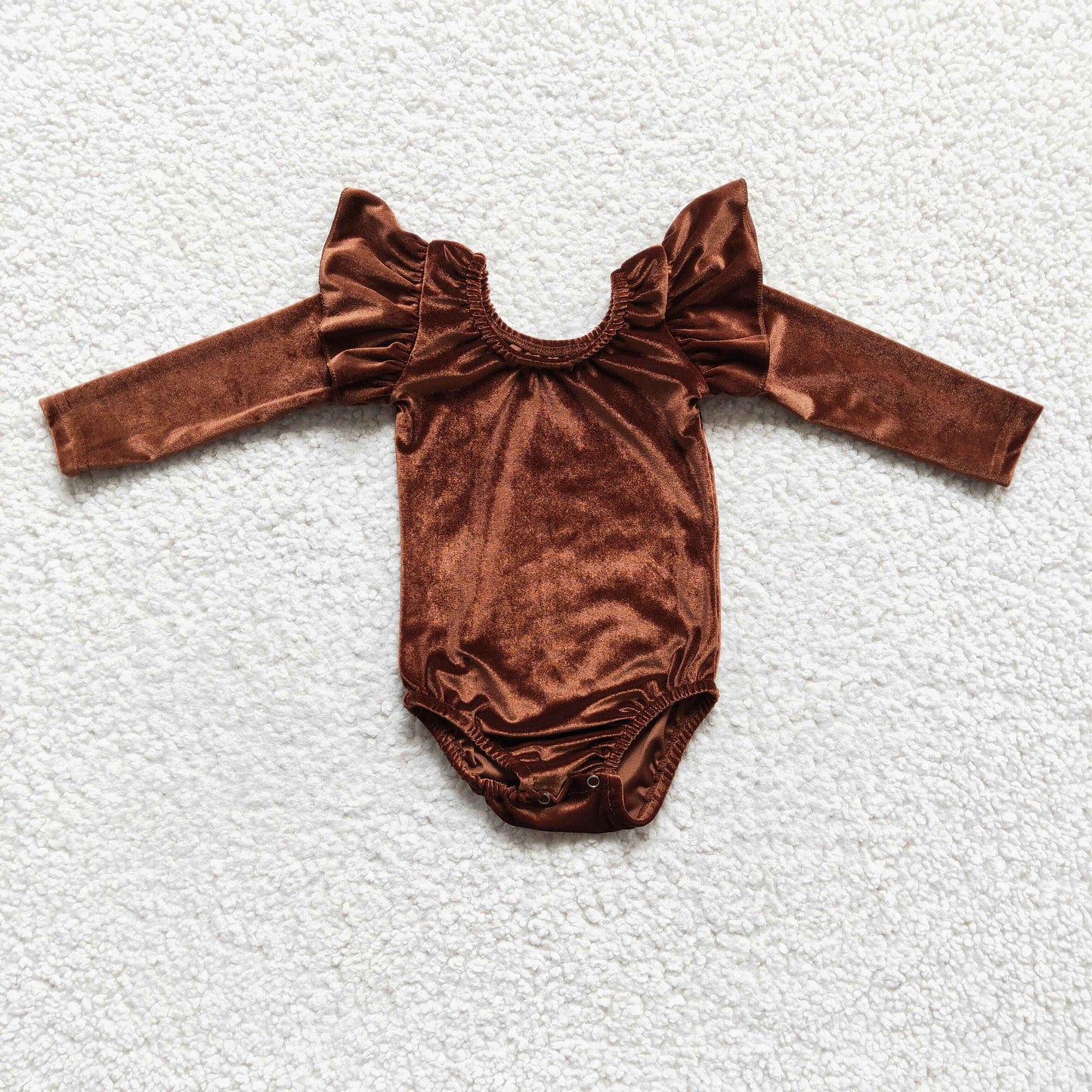 Brown velvet long sleeves romper baby girls leotard