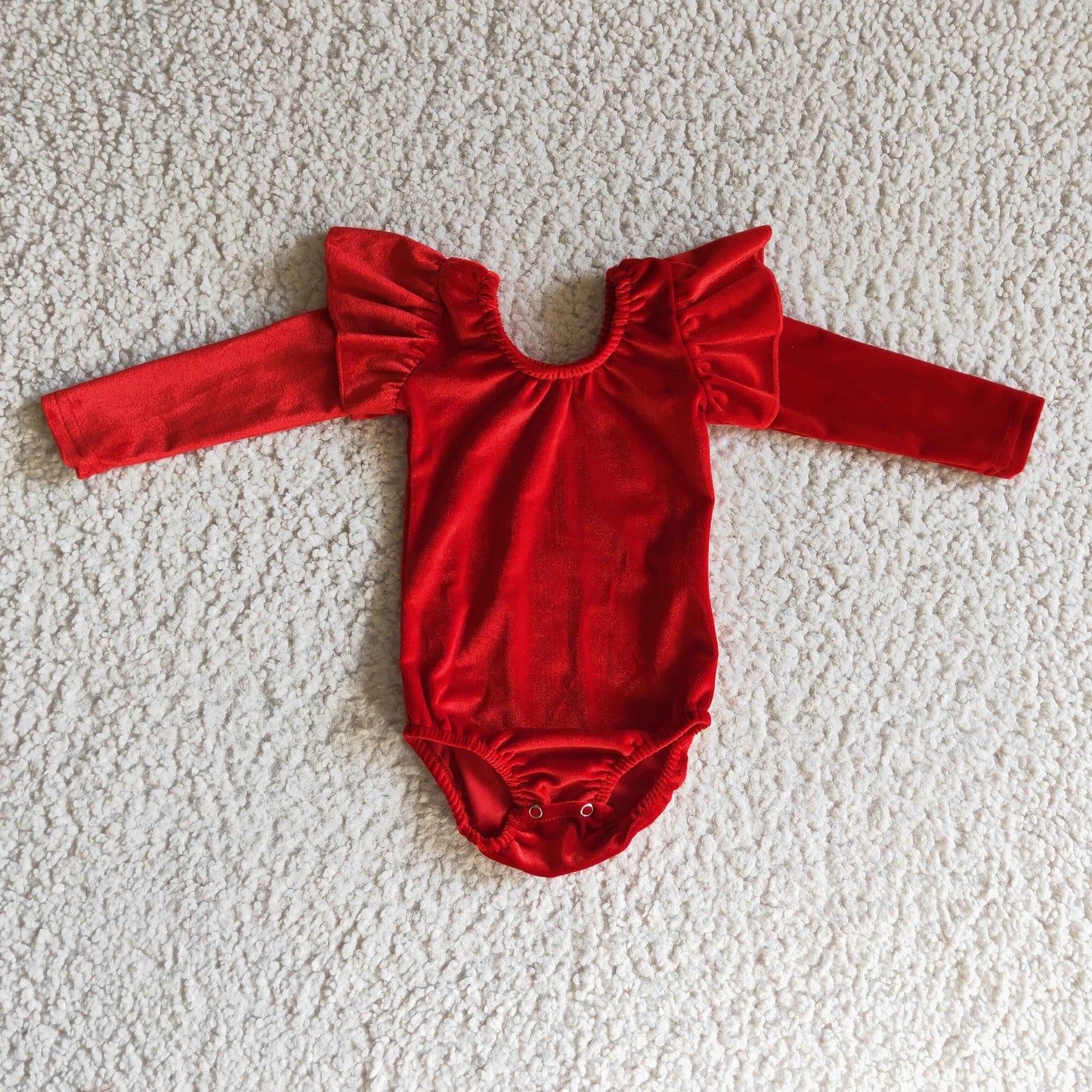 Red velvet long sleeves romper baby girls leotard