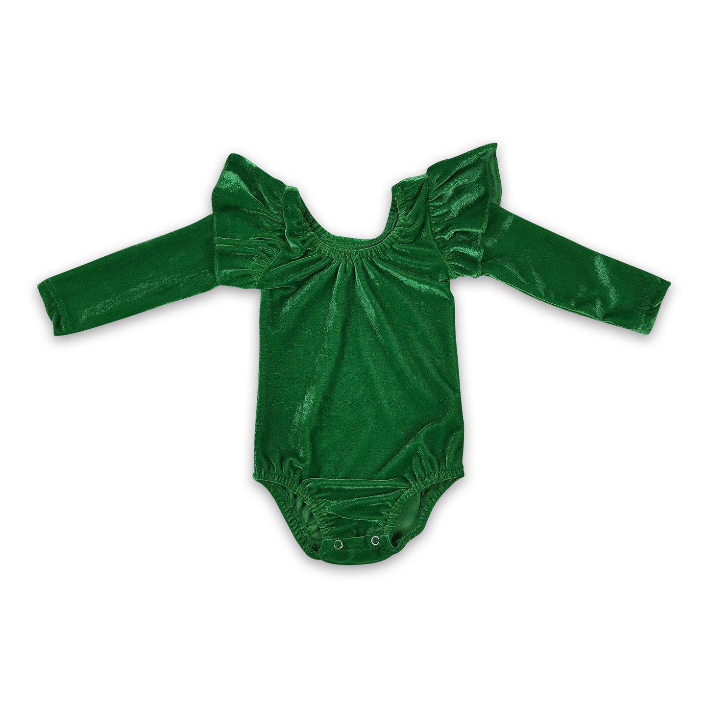 Green velvet long sleeves romper baby girls leotard
