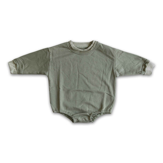 Olive cotton long sleeves baby girls sweater romper