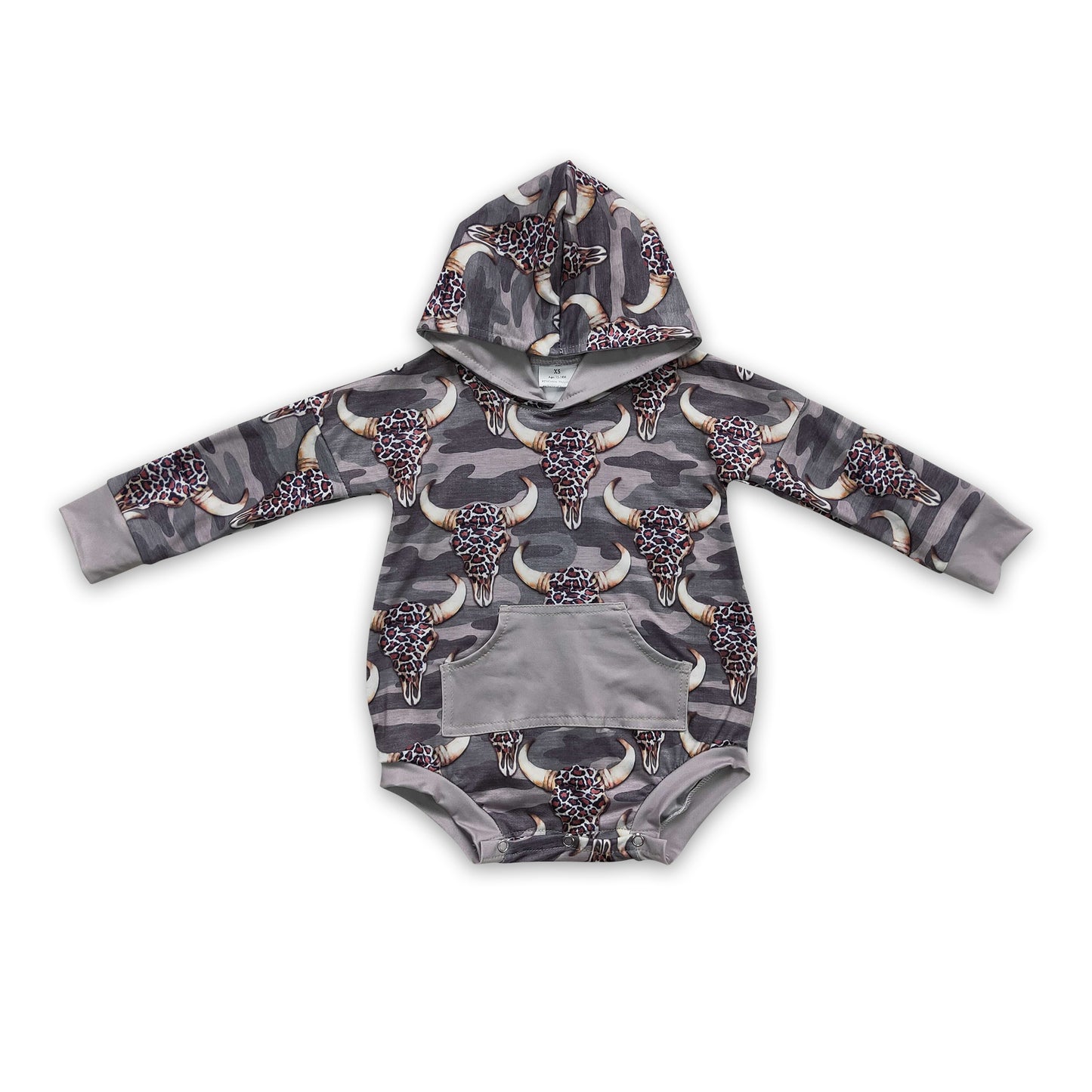 Leopard cow camo long sleeves hoodie baby kids romper