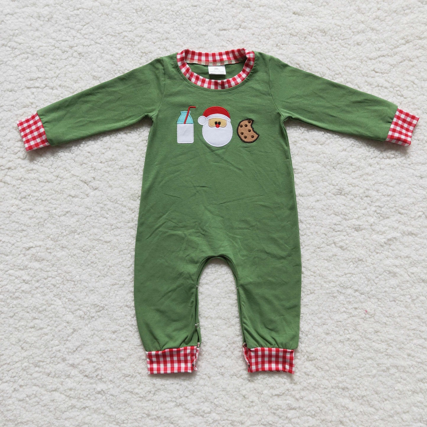 Milk santa biscuit embroidery baby boy Christmas romper