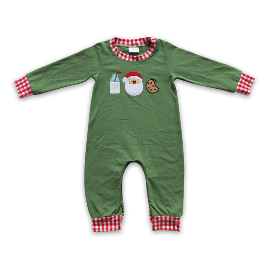 Milk santa biscuit embroidery baby boy Christmas romper