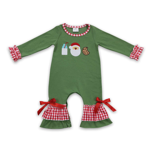 Milk santa biscuit embroidery baby girls Christmas romper