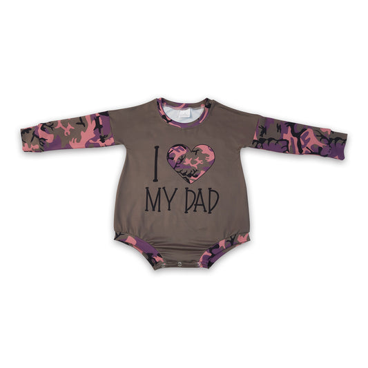 I love my Dad camo long sleeves baby girls romper