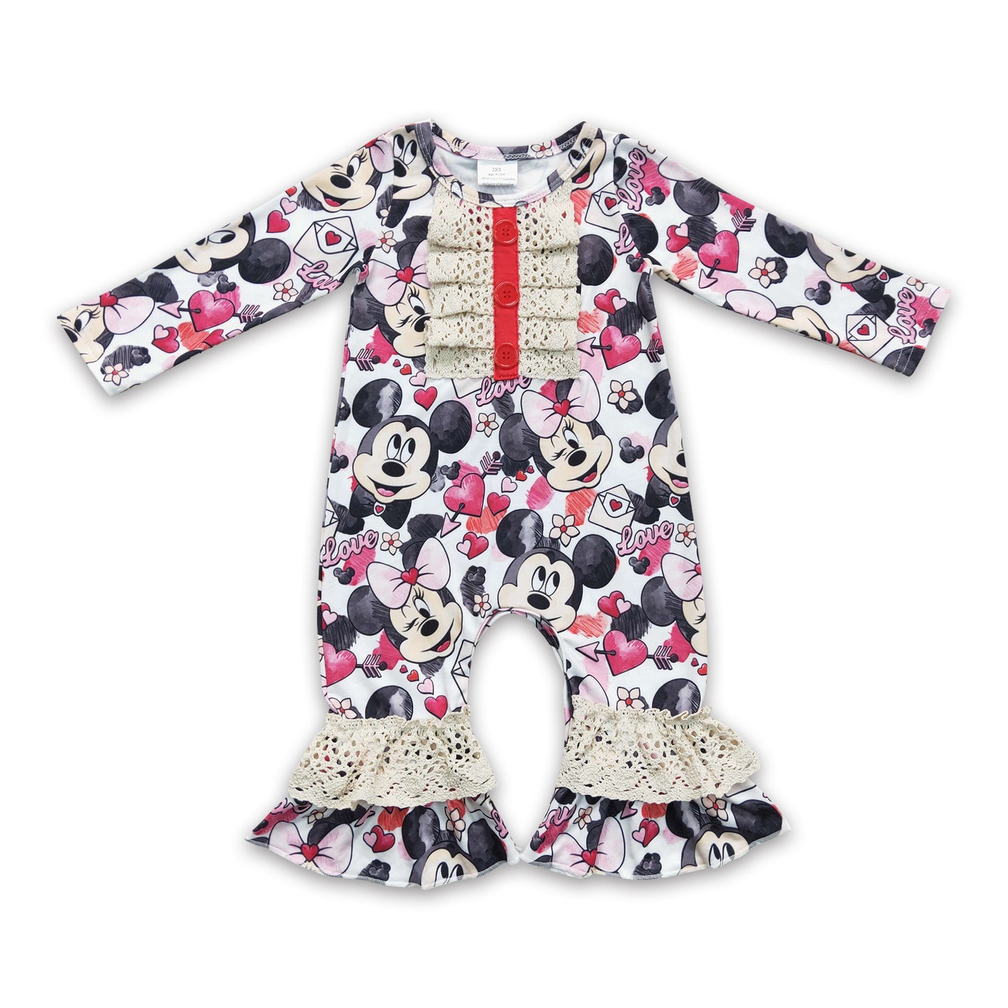 Love heart mouse baby girls Valentine's romper