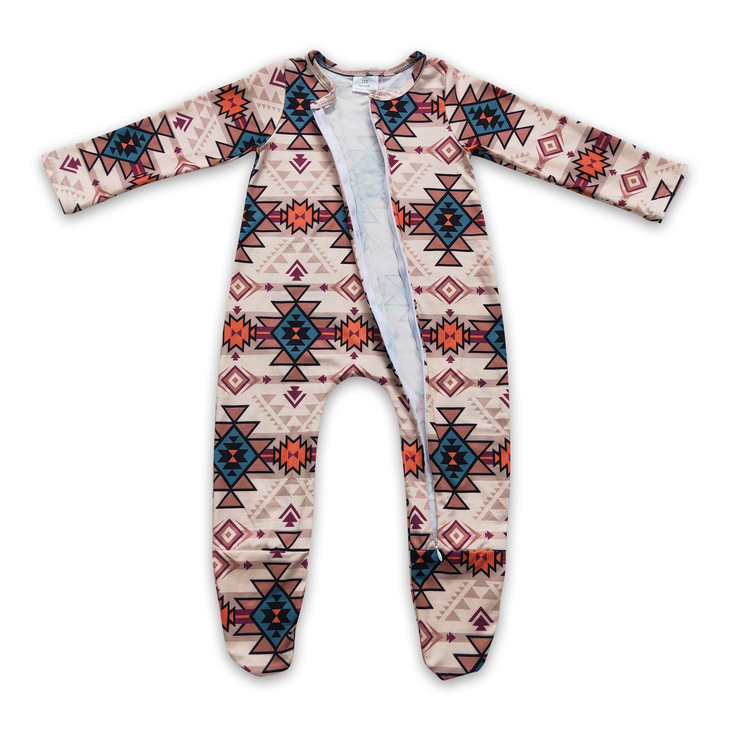 Aztec baby kids western zipper footed coverall