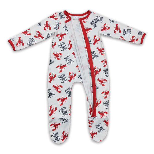 Pinch peel eat repeat crawfish baby footed zipper coveralls