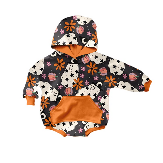 Pumpkin flower baby kids halloween hooded romper