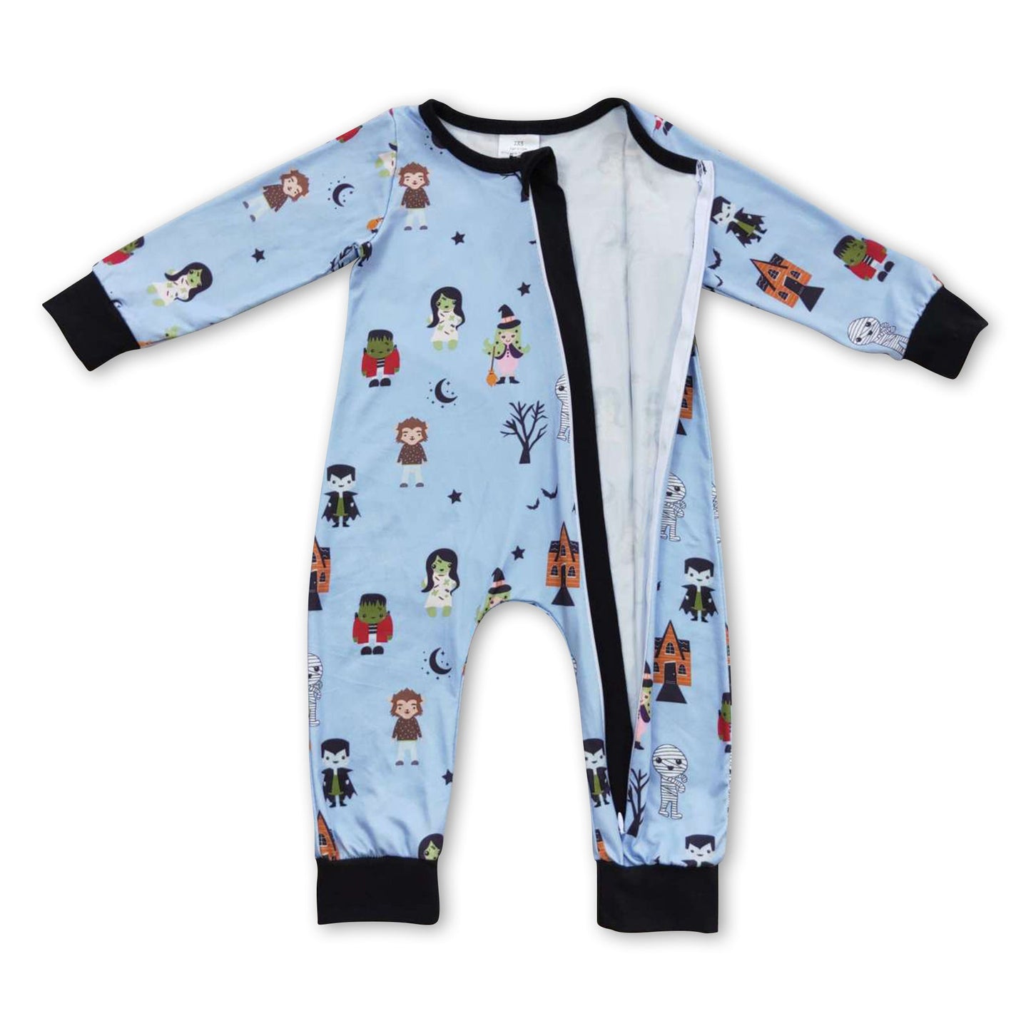 Blue bat baby kids zipper Halloween romper