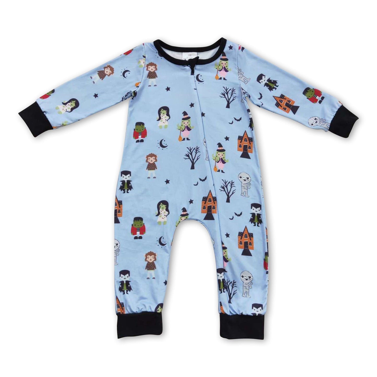 Blue bat baby kids zipper Halloween romper