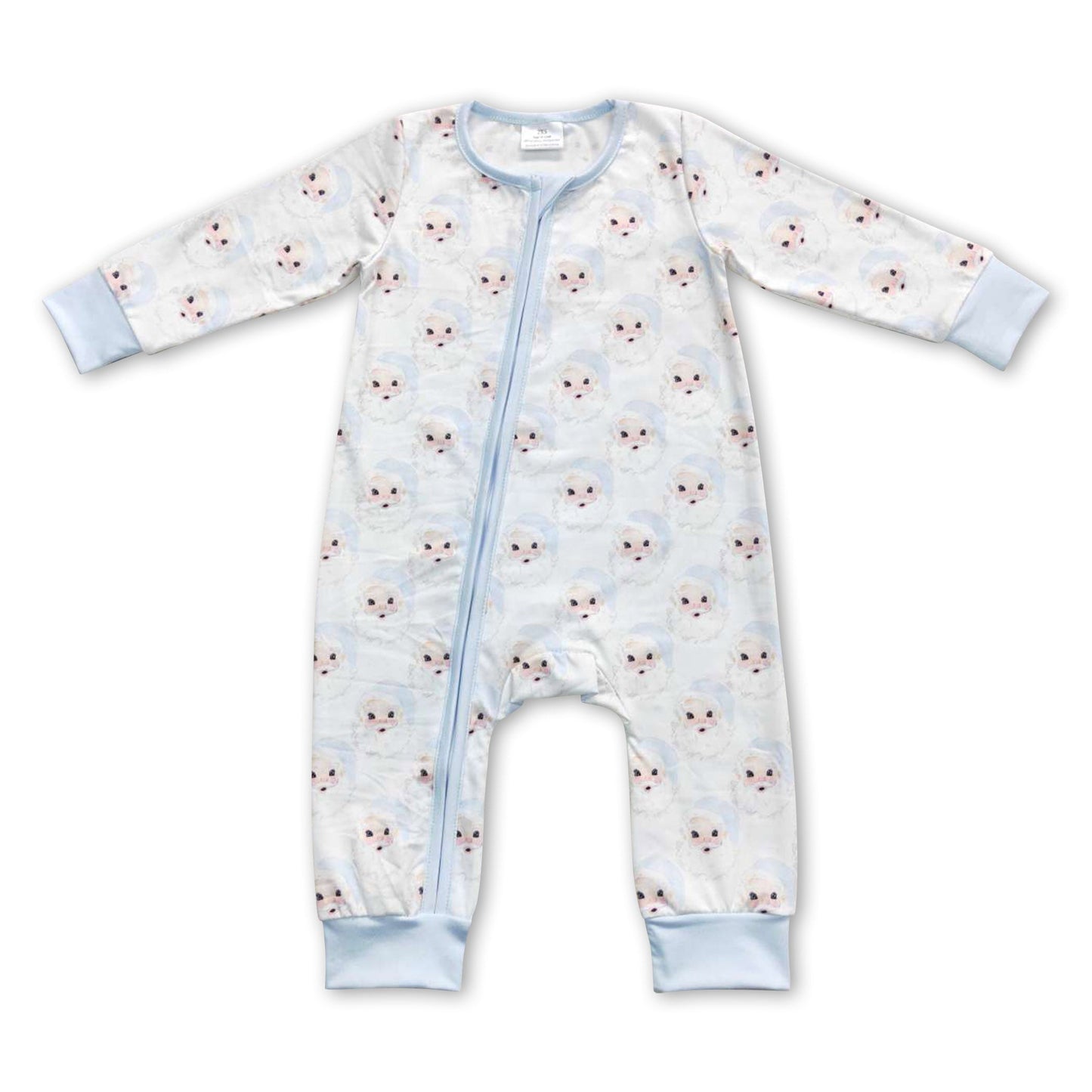 Blue santa baby boy zipper Christmas romper