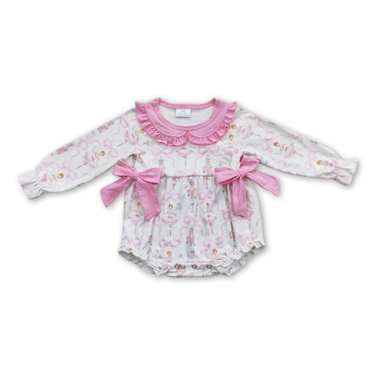 Pink ballet long sleeves baby girls Christmas romper