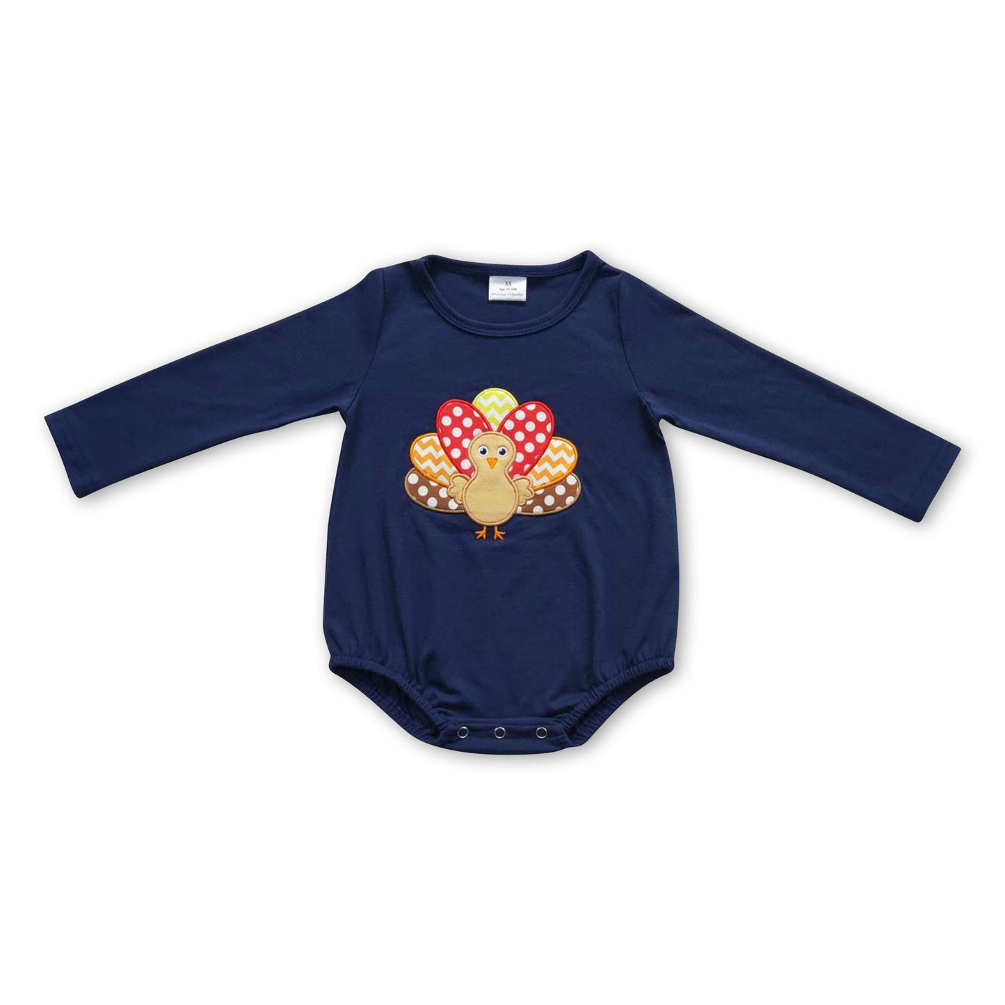 Navy turkey baby boy Thanksgving romper