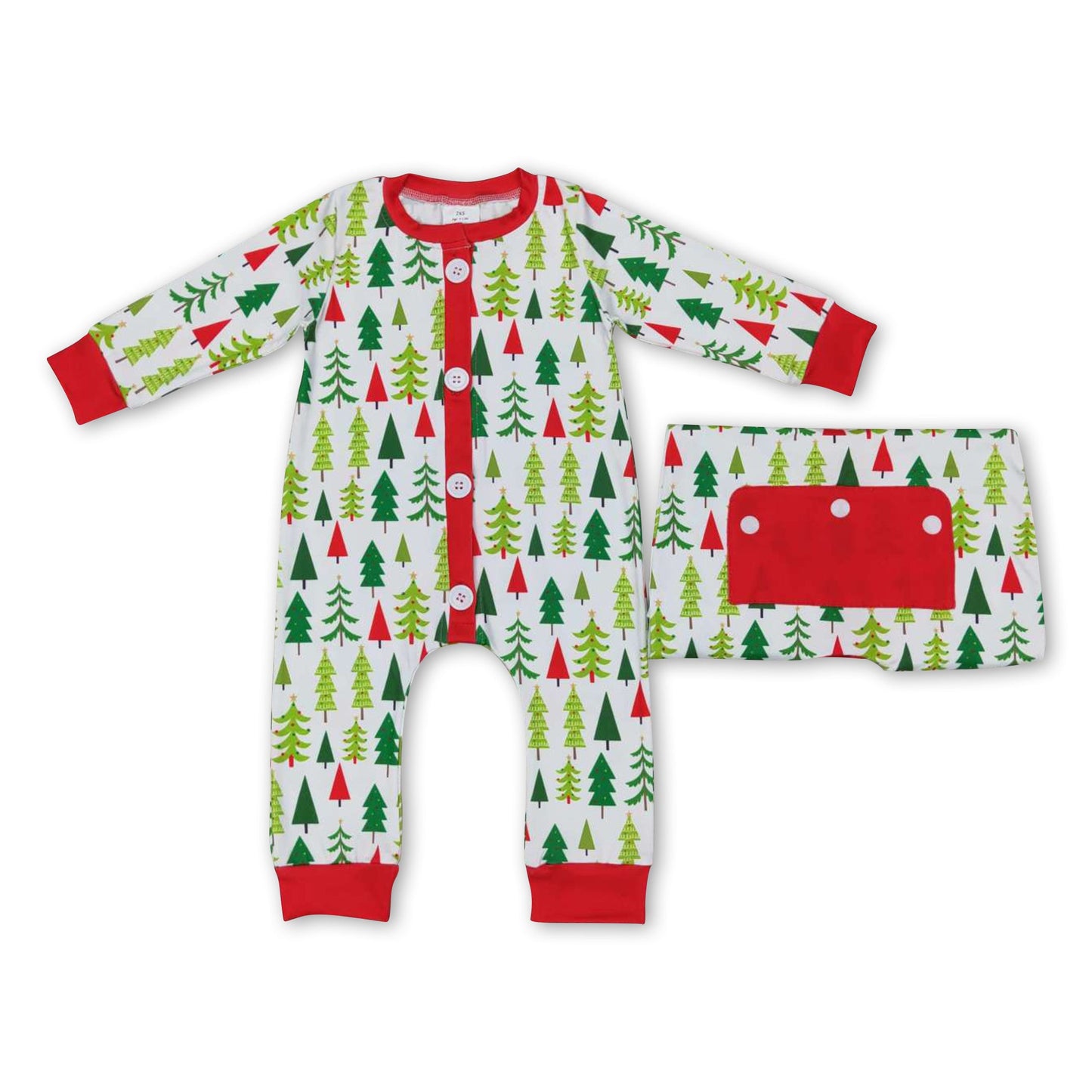 Christmas tree long sleeves baby boy romper