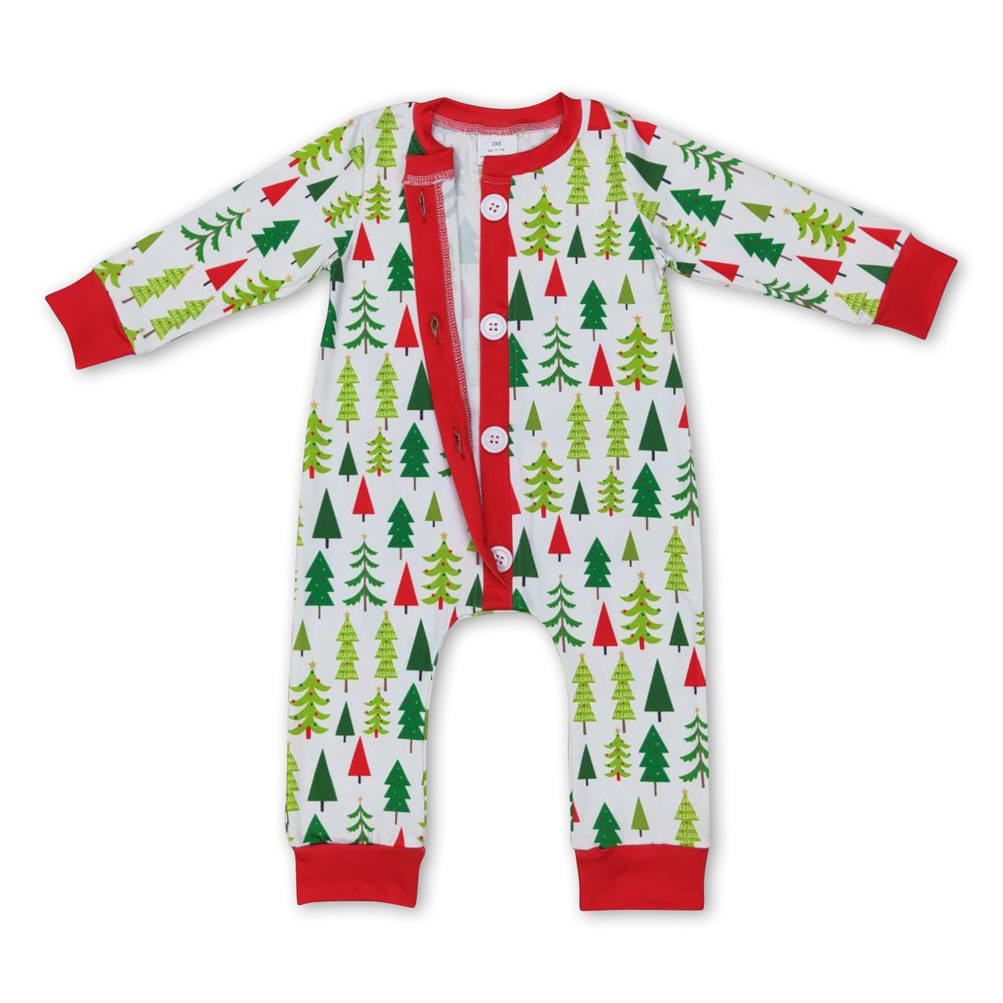 Christmas tree long sleeves baby boy romper