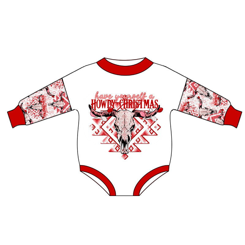 Howdy Christmas aztec red baby kids romper