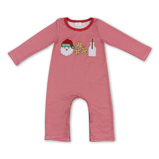 Santa cookie milk stripe long sleeves baby boy Christmas romper