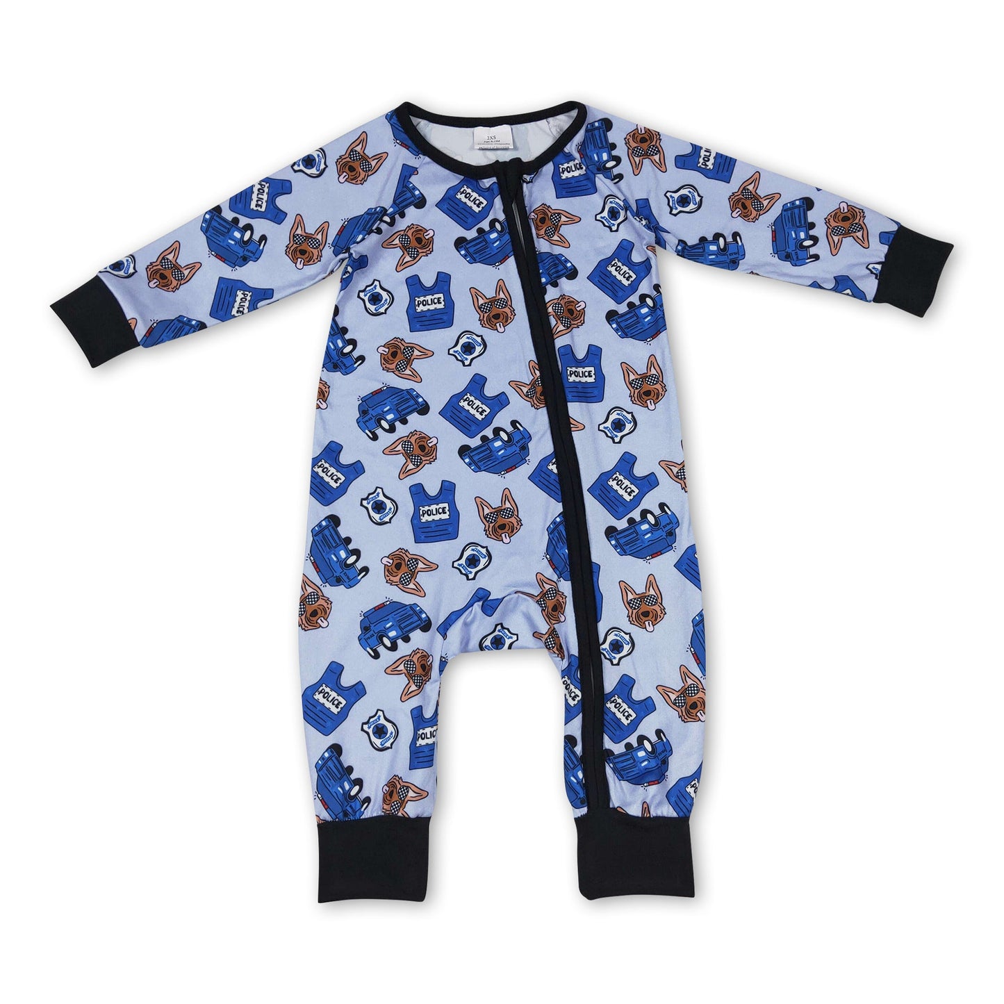 Dog blue car long sleeves baby boy zipper romper