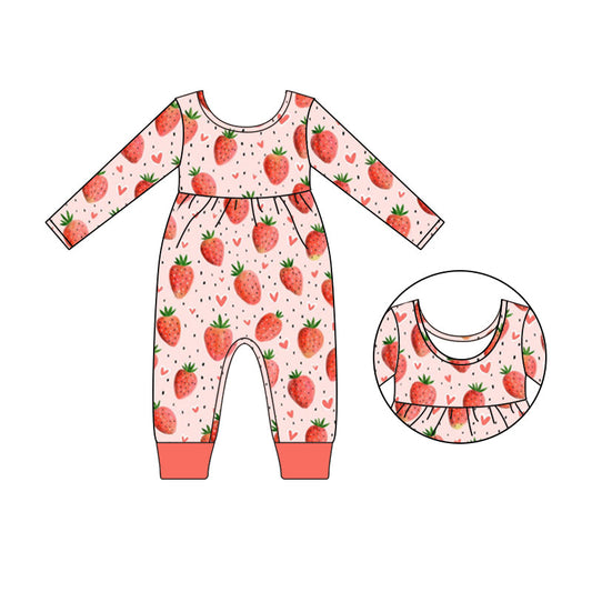 Heart strawberry long sleeves baby girls romper