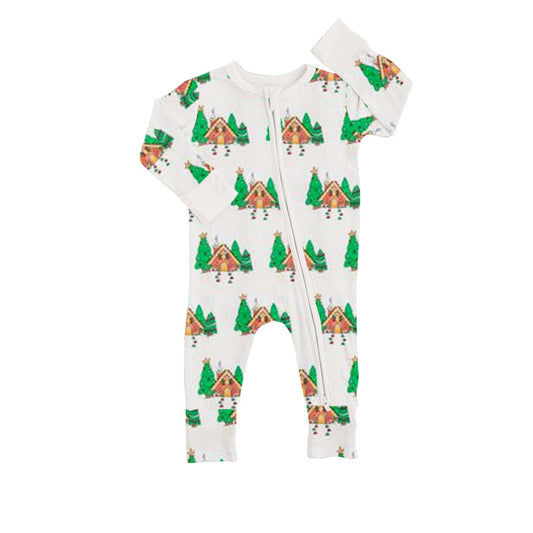 Christmas tree candy house baby kids Christmas zipper romper