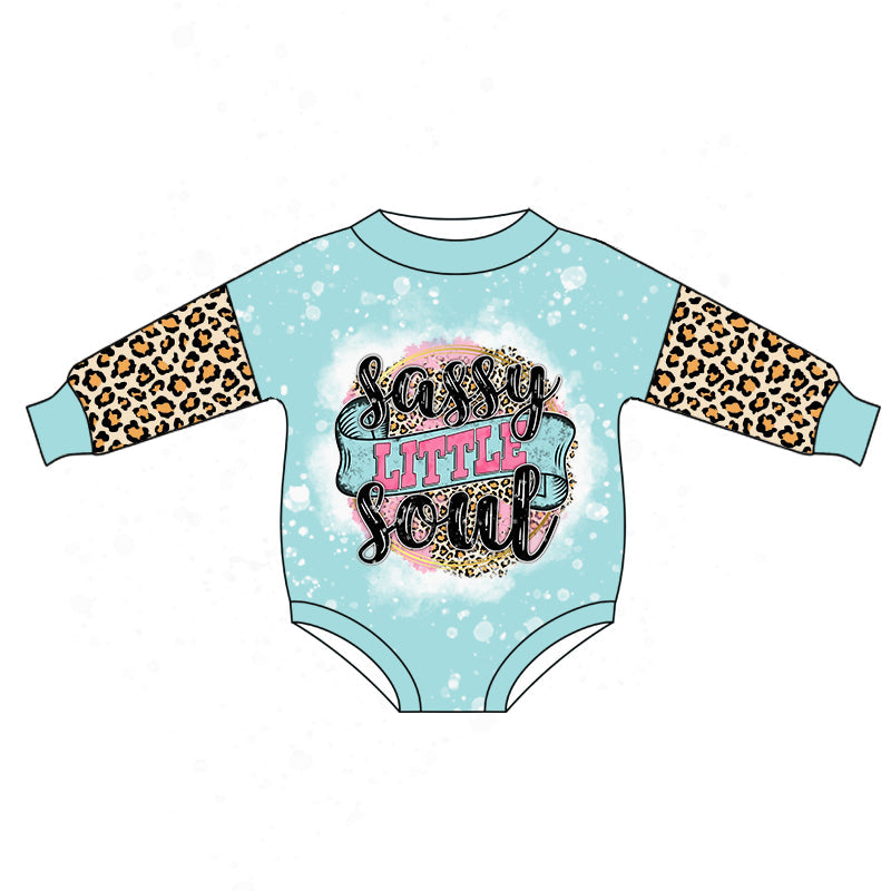 Leopard saddy little soul baby girls romper