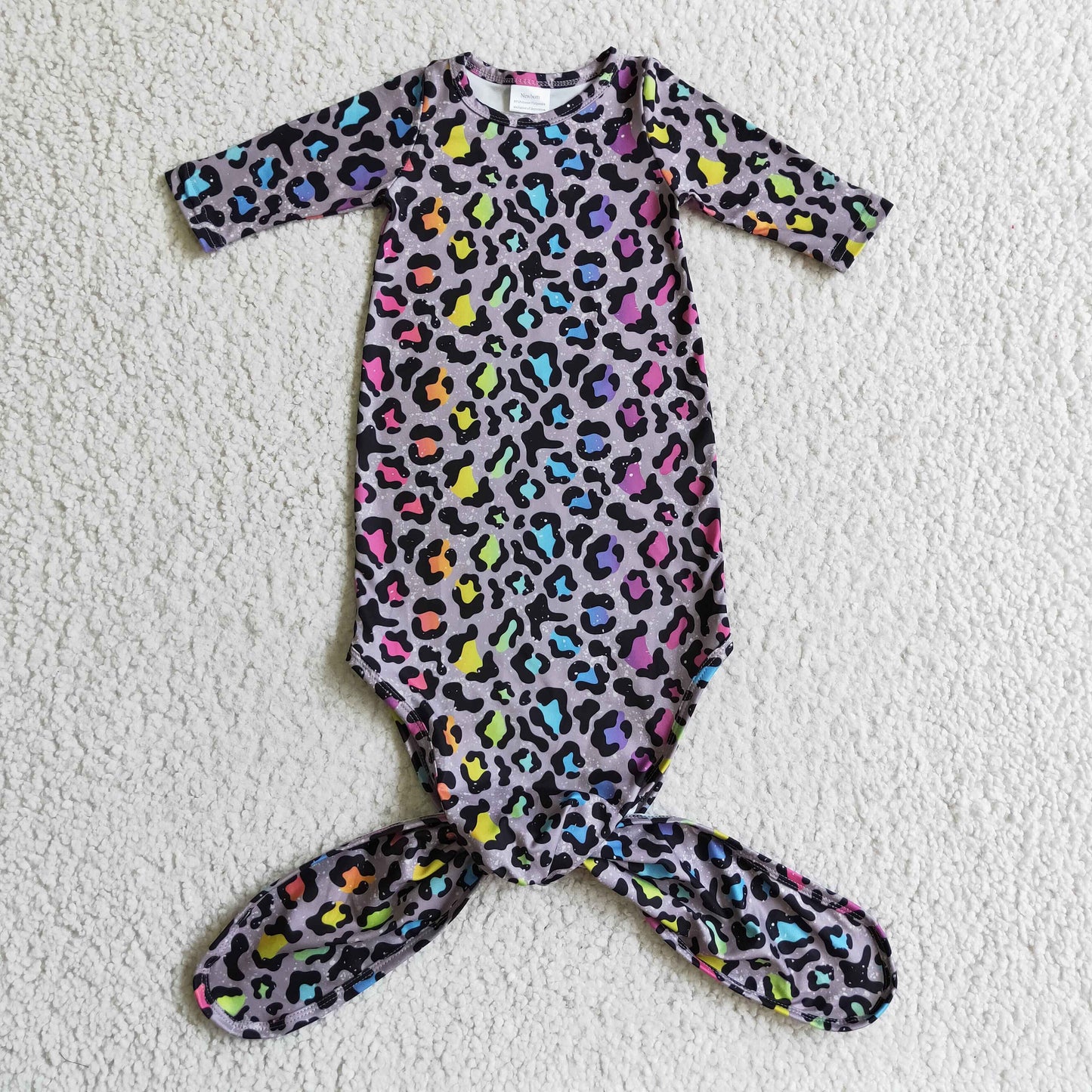 Long sleeve colorful leopard baby gown