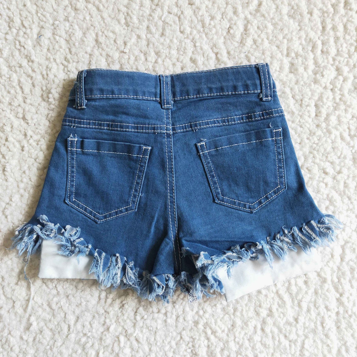 Star and stripe denim baby girls 4th of july shorts