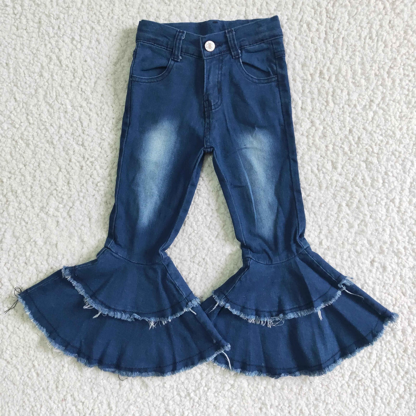 Blue denim washed kids girls jeans