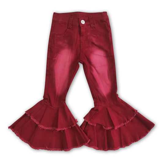 Wine denim washed kids girls jeans