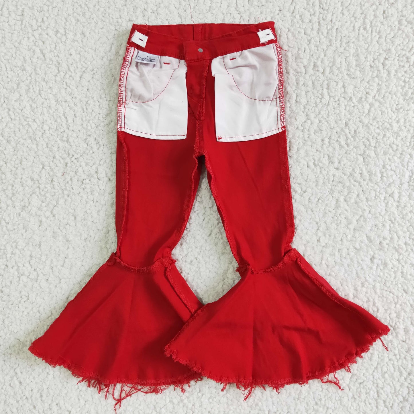 Red denim washed kids girls jeans