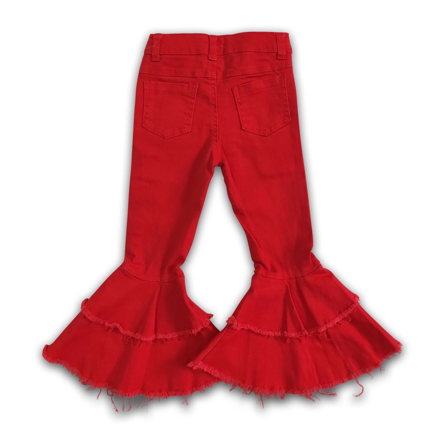 Red denim washed kids girls jeans