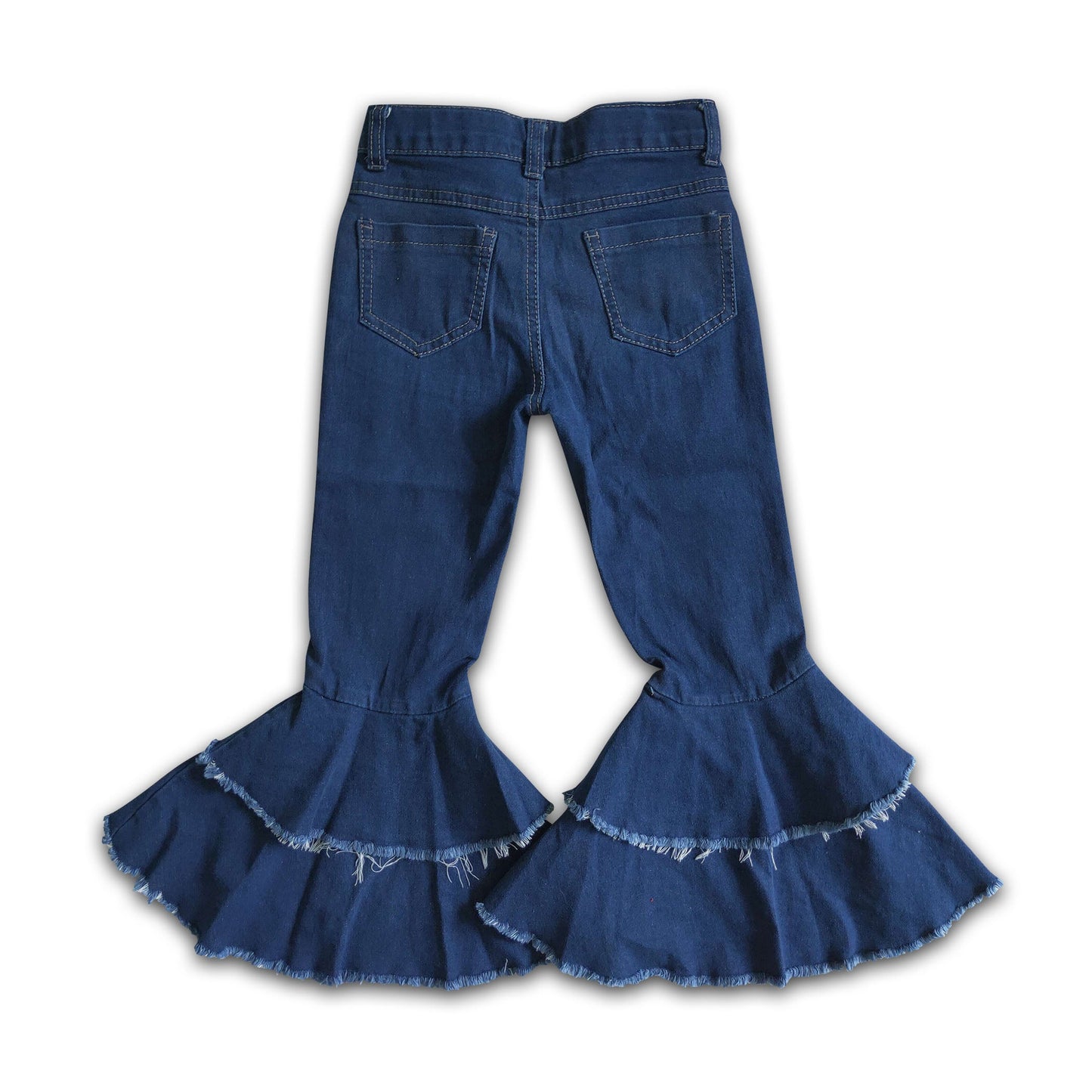 Blue denim ruffle kids girls jeans