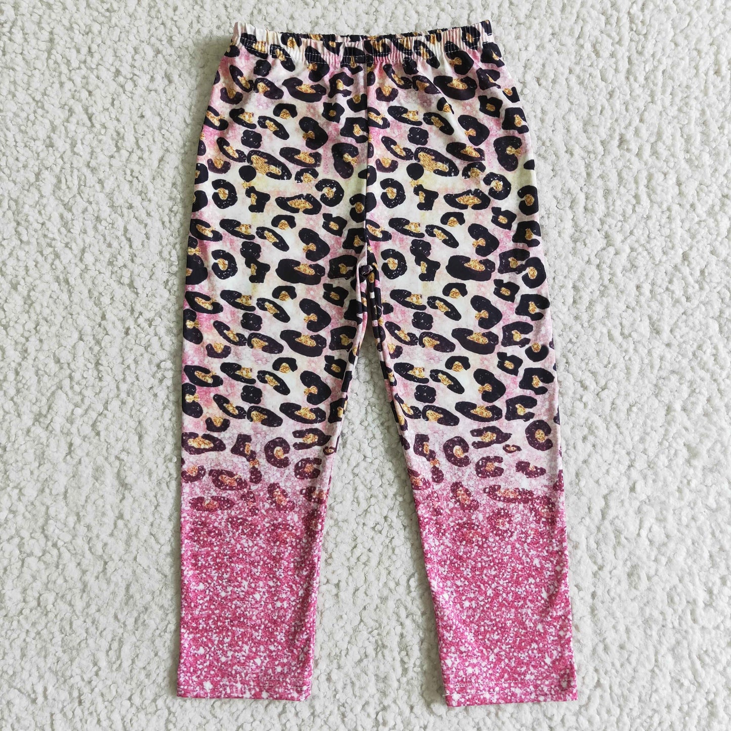 Pink leopard glitter baby girls leggings