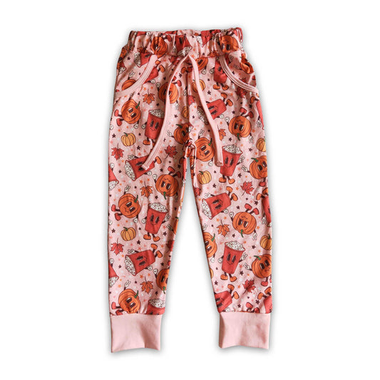 Pumpkin drinks pocket baby kids fall pants