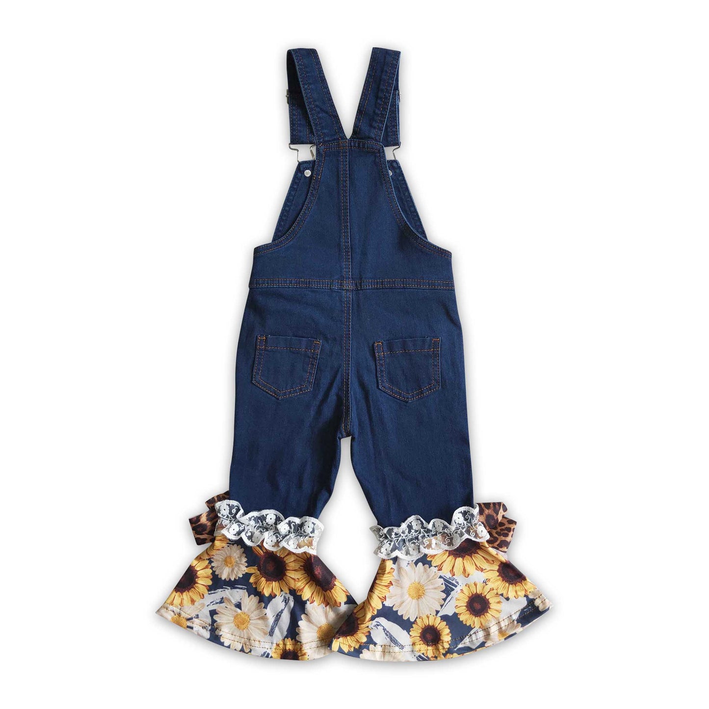 Mustard cotton shirt sunflower deninm overalls girls fall outfits