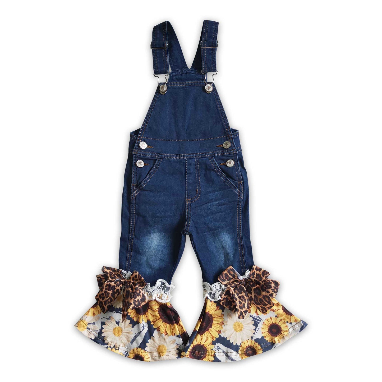 Mustard cotton shirt sunflower deninm overalls girls fall outfits