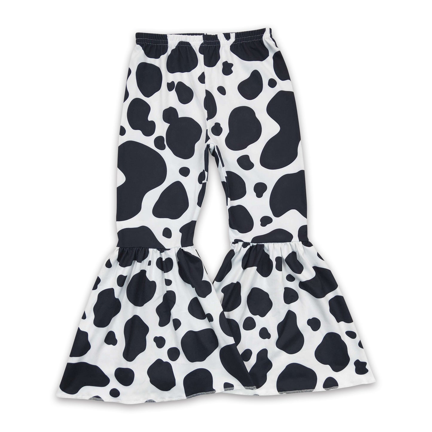 Cow print kids girls bell bottom pants