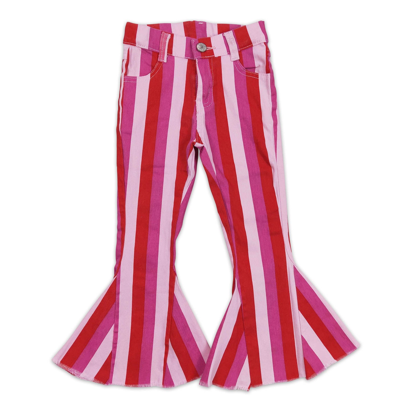 Red pink stripe denim pants girls Valentine's jeans