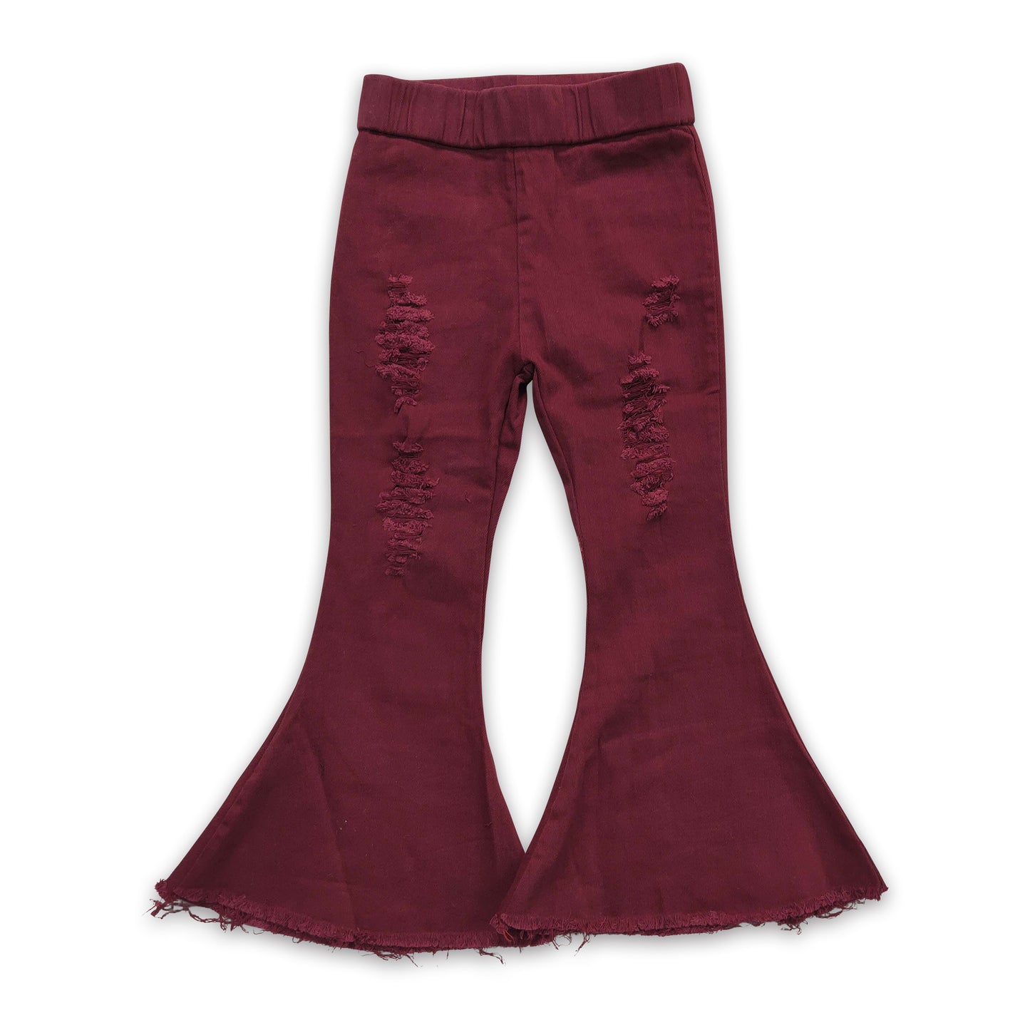 Wine distressed jeans baby girls denim pants