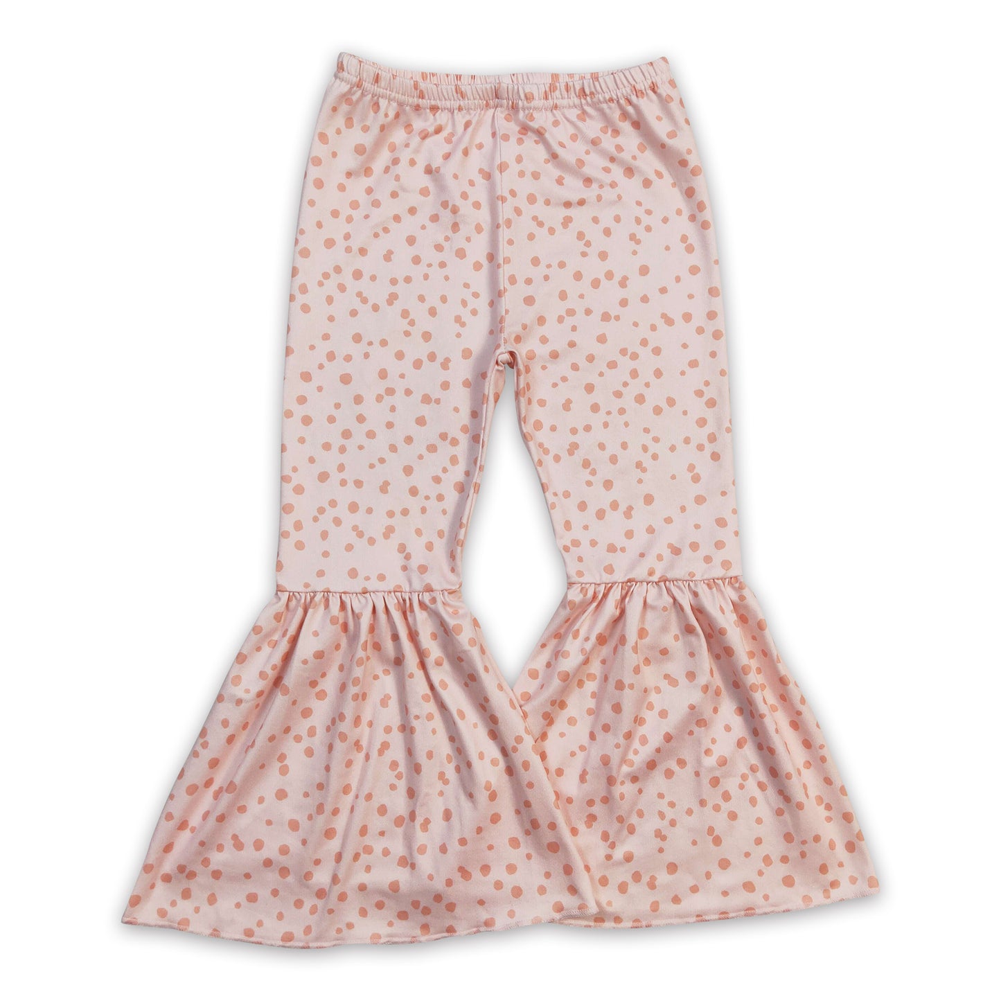 Peach polka dots kids girls bell bottom pants