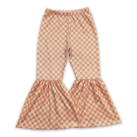 Plaid kids girls bell bottom pants