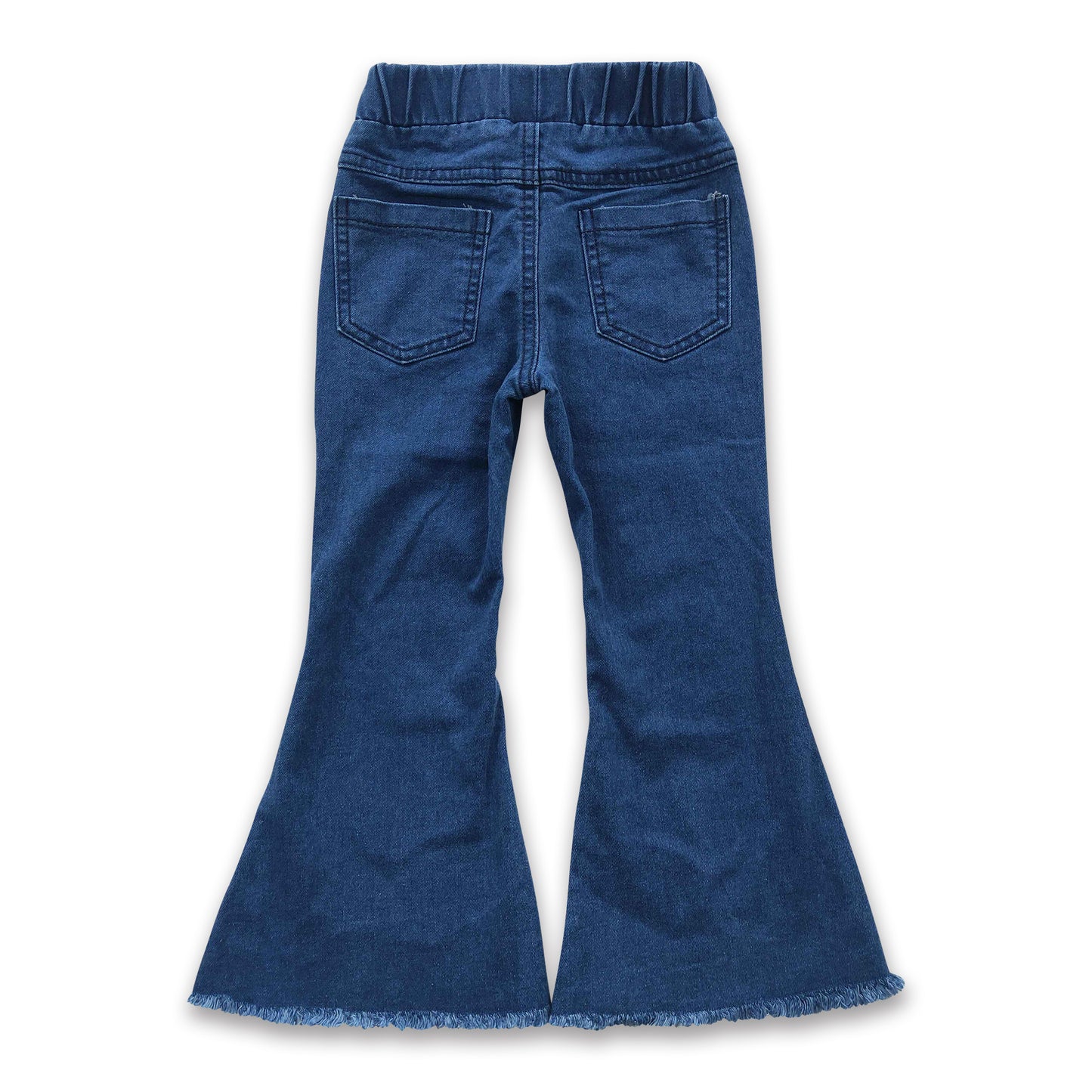 Blue washed denim pants girls elastic waist girls jeans