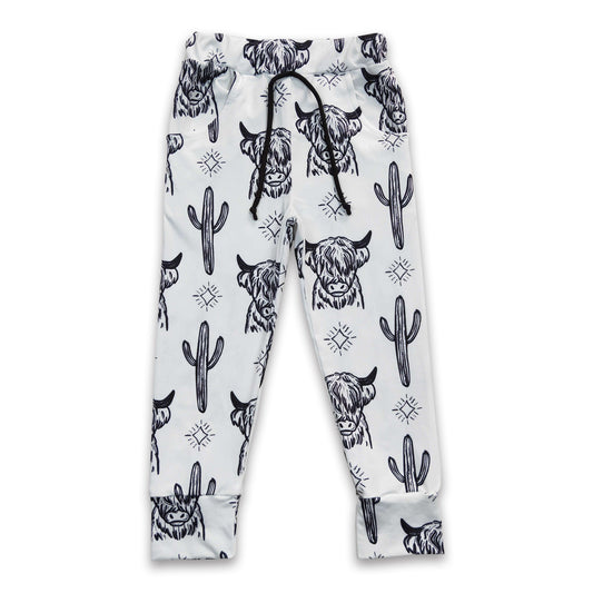 Highland cow cactus pockets kids boy western pants