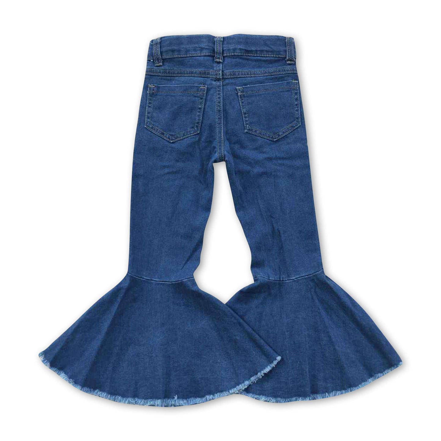 Blue denim distressed baby girls bell bottom jeans