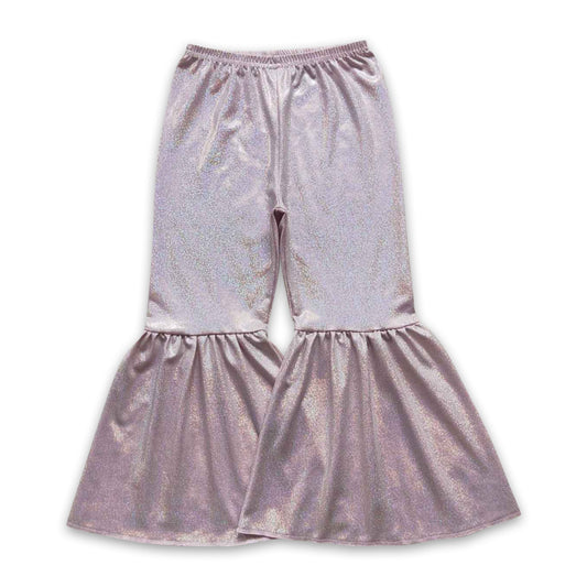 Pink shinny baby girls bell bottom pants